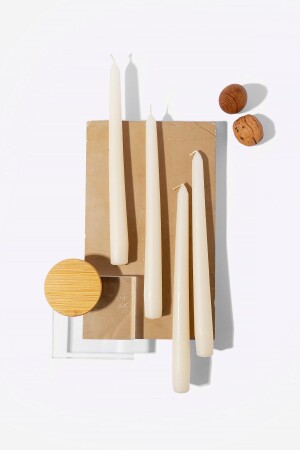 مجموعة MNZ من 4 شمعة شمعة كريم - Gizemli Home