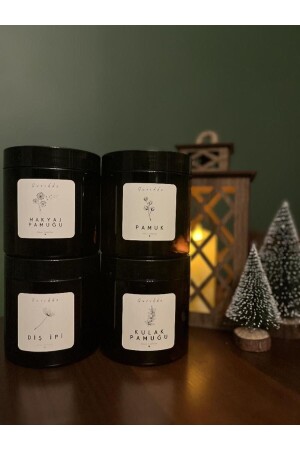 MNZ-حزمة من 4 قطن البودات، قطن المكياج، فلوس الأسنان، قطن علامة على العبوة، منظمة الحمام، بلاستيك صلب، - Guridda Home Design