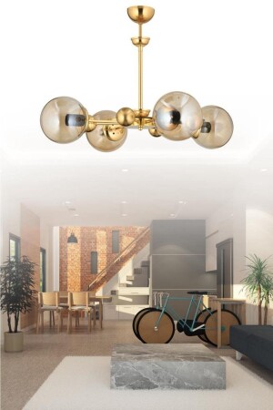 MNZ-نايروبي 4 قطع من الذهب القياس الصفراء الكرة الزجاجية الشنارة - İstanbul Avize