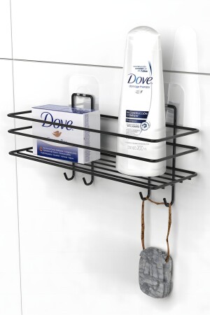 MNZ-المرصق 4 مضادات غرف الاستحمام رف حمام أسود شامبو حمام رف حمام غرف حمام كابينة حمام شنجر KT4HOOKAadhesive - KARTEYA