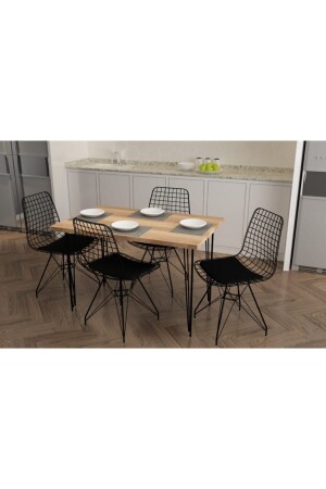 طاولة من الخشب من طراز MNZ 4 كرسي الأسلاك طاولة طعام - Touch Home