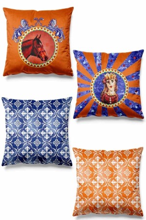 MNZ-مضاعفة الجانب طباعة روكوكو نمط 4 قطع سويد رمي وسادة القضية - Pilloveland