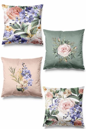 MNZ - مضاعفة الجانب المطبوعة ليلك نمط 4 قطع سويد رمي وسادة القضية - Pilloveland