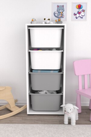 خزانة ألعاب متعددة الأغراض MNZ مع 4 صحون عميقة خزانة المطبخ - Pratico