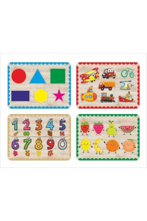 أرقام جميلة من MNZ، فواكه جميلة، أشكال هندسية والسيارات مجموعة من 4 العثور على المضغطة اللغز الخشبي PUZZLE0051 - Walldeco