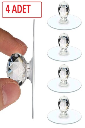 MNZ-شفافية الرأس الكريستال 4 قطع ملصقة المقبض المقصورة الدرج المقبض المقبض المقبض المقبض - Safestore