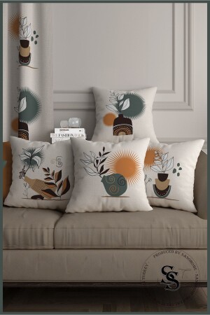 MNZ-مجفف وزهور برية نمط 4 قطع طباعة رقمية رمي وسادة غطاء Saso-005 - SasoHome