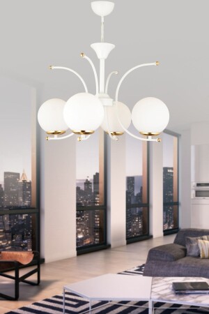 MNZ-بيري أبيض 4 قطع كرة زجاجية بيضاء أعلى وجهاً عصرية فاخرة شمعة snsz50218 - SONSUZ AYDINLATMA&AVİZE