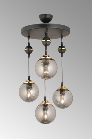 مرفق مصباح MNZ-معلن لاكتة سوداء 4 قطع مدخنة كشافة فوق الزجاج إلى أسفل وجهة الفخام الشنارة - Sonsuz Aydinlatma&Avize