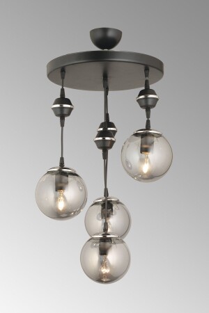 المصابيح المعلقة MNZ المعلقة المضيء الأسود 4 قطع مدخنة كوب الزجاج العلوي الكروم إلى أسفل المواجهة للفخامة الشنابل TY - SONSUZ AYDINLATMA&AVİZE