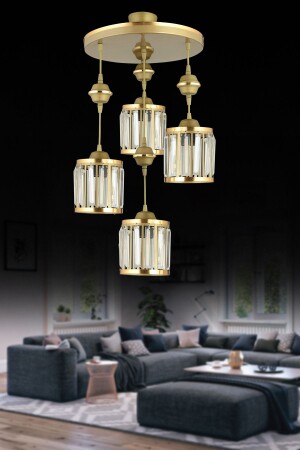 مكنسة مصباح العلق القديمة من نوع MNZ - 4 قطع أسطوانة حجر البلور مع شريط صفراء مصباح فاخر TYC00749597732 - Genel Markalar