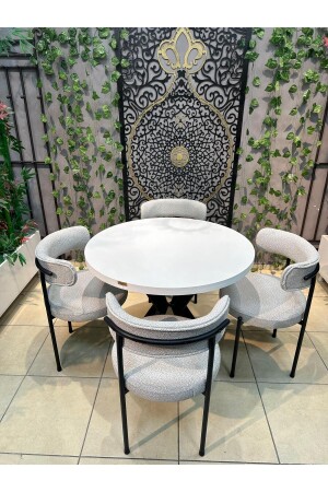 مجموعة طاولات المطبخ من طراز MNZ - طاولات وكرسيات مستديرة طاولة المطبخ من طراز 4 أشخاص - طاولة مستديرة - Uls Aksesuar