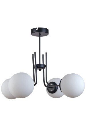 فندق فايتن (MNZ) التصميم الحديث غرفة المعيشة غرفة الطعام المطبخ اللون الأسود اللون الأبيض ضوء الزجاج المسبق 4 قطع شاندلي V3246 - Modavize