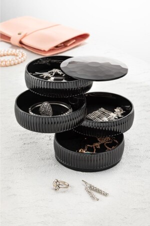 مُنْطَقَة من MNZ 4 مستوياتٍ مُدوّرةٍ للوحز الزينة المنظمة الأسود - Vienev