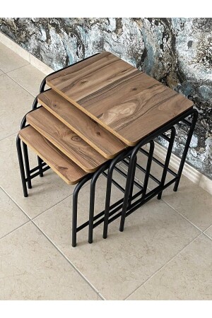 MNZ 4 قطعة طاولة قهوة معدنية تعويضات المكسرة - ASLANSTORE