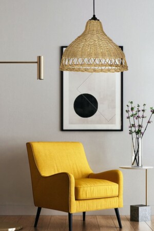 MNZ- راتين، بامبو، ويكر مصباح معلق شمعة قطر: 40 سم ارتفاع: 27 سم bel041 - Belkıs Rattan