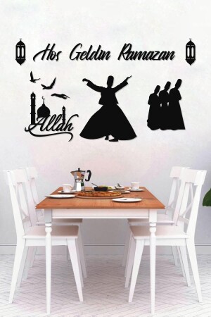 MNZ-مرحباً بكم رمضان ليزر قطع أسود منتج ديكورات الجدار أزياء الحجرة ديكورات غرفة المعيشة رسومات هدية 40 × 70 - Gibella