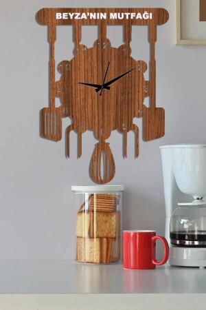 ساعة مطبخ مزخرفة خشبية مخصصة من MNZ 40 سم ساعة جدار المطبخ - Genel Markalar