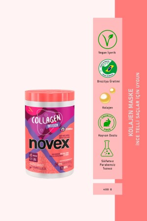 ملصق من الكولاجين من MNZ - قناع للشعر يحتوي على الكولاجين المكثف للشعر النقي 400 غرام - Novex