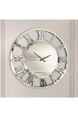 ساعة جدارية من الفضة الممرآة الحديثة من MNZ مع أرقام رومانية 40x40 MTR-GMS4 - Mitra Dekor