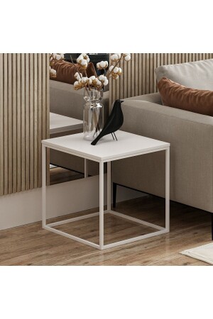 MNZ-ألاسكا 40x40 طاولة جانبية من القدم المعدنية أبيض ألاسكايانبيض - tino furniture