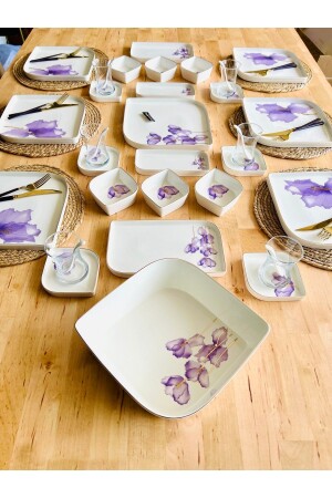 MNZ-الفورنيز زهرة ذهبية 43 قطعة الفطور البورتسلينة المخصصة لـ 6 أشخاص TR5155 - CASA DE BELLA