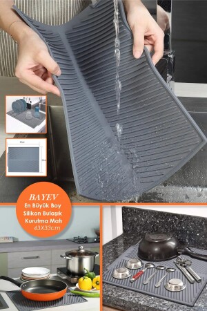 MNZ - أكبر حجم من الأنتراتيت 44 × 33 سم سليكون مقطر جفاف الأطباق المطبخ المطبخ رف الأطباق المطبخ - Bayev