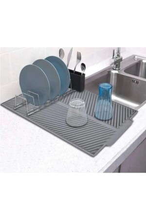 MNZ-القياس الكبير الأنتراكيت 44 X 33 سم سليكون صحن جفاف المطبخ رف صحن - Kaşbaşı Home