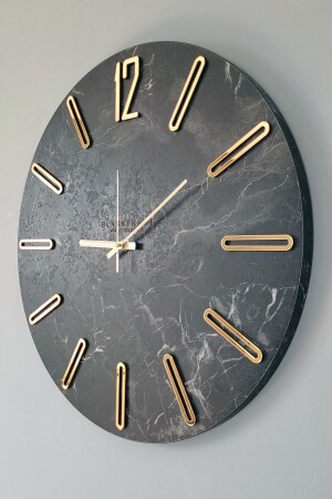 MNZ-- النمط الحديث الجديد - الرخام الأسود - 45 سم ساعة الجدار 012023NMAGU - Blackframe