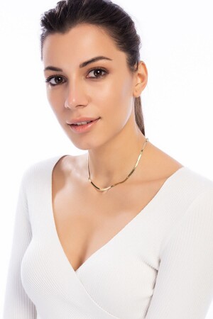 MNZ-إيطالية سلسلة مسطحة زرقاء صفراء 45 سم SGTL7908GILDIZ - Söğütlü Silver