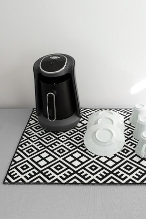 مقعد جفاف الأطباق المطبوع من طراز MNZ 46x36 سم غطاء الأطباق الجفاف Mf-057 الأسود - Hamur