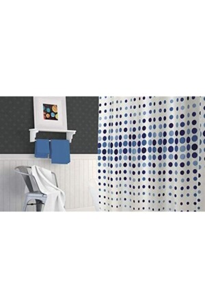 الستائر من الحمام من نوع MNZ 4961 اللون الأزرق عرض الجناح الواحد-180 سم طول-200 سم - Evdy