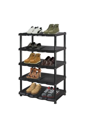 رف الأحذية الأسود من طراز MNZ مع 5 رفات - منظمة تخزين ترتيب الأحذية - 1 كمبيوتر - Arvale