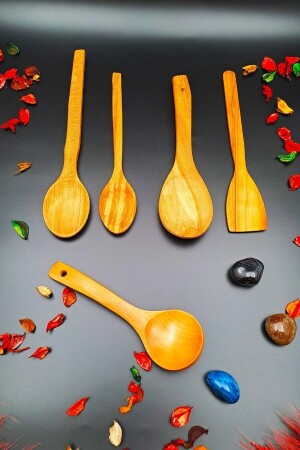 MNZ-طبخ الطبيعي الخشب الخدمة المطبخ الخد والقارب مجموعة من 5 صنع يدوي خاصة للأمهات السيدة14مرس - SWENCRAFT