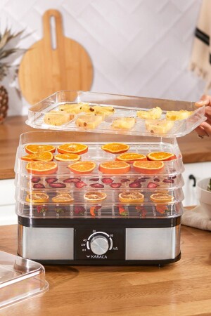 MNZ - مُجفف الفاكهة والخضروات واللحوم، 5 رفات، درجة حرارة قابلة للتعديل 153. 03. 06. 1845 - Karaca