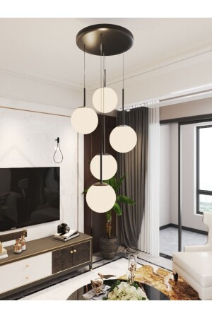 كرة مصباح MNZ-معلقة شمعة البيضاء 5 قطع كوكب الزجاج الأسود القياس الدائمة الحديثة التصميم الموضعي المصباح 5-تراية - avizade