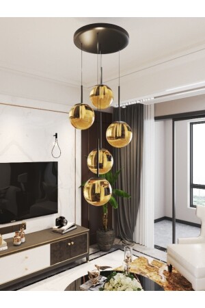 كرة مصباح معلقة MNZ شمعة الشموع لون العسل 5 قطع الزجاج الأسود القياس الدائمة الحديثة التصميم الموضعي المصباح 5-ترا - avizade