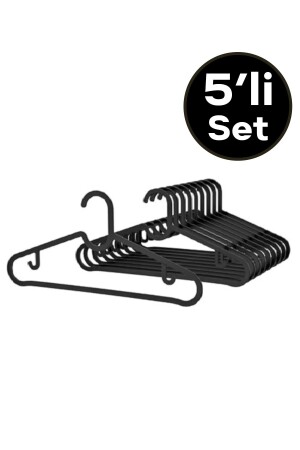 ملابس من المنتج (MNZ) معلقة القميص معلقة القميص معلقة القميص غير القابلة للكسر 5 قطع مجموعة سوداء 5 سوداء - Milano Home