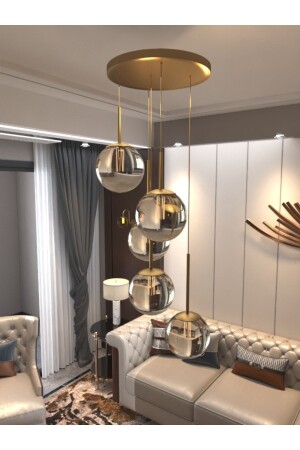 كرة مصباح MNZ-معلقة شمعة الدرخانة لون الدخان 5-قطع الزجاج - القديمة القياسية القابلة للصمود مصباح تصميم حديثة - Avizade