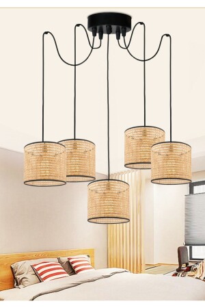 MNZ-أصل حازران راتان 5 ذراع مصباح معلق مصباح AYD-3535 - HOMİNG