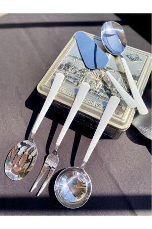 MNZ- الفضة الأبيض 5 قطع صلصة لادل مجموعة الخدمة مجموعة - Dame Marie