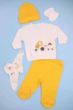 MNZ-جرارة المزج القطن العضوي الصفراء 5 قطع طفل حديثي الولادة مجموعة G30861M31112 - Babyim