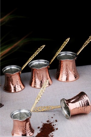 النحاس المفرق من MNZ 5 قطع وعاء القهوة مجموعة القهوة التركية grbkrczve101 - GÜR BAKIR