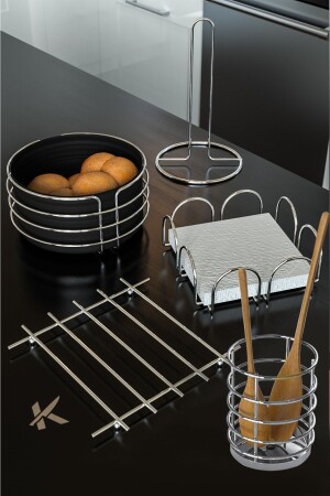 MNZ-الفخامة الخدمة الصلبة مجموعة عرض وملابس السلة الخبز حاملة المنابك حاملة الخبز القماش الخبز المعدات الخبز مجموعة من 5 - KARTEYA