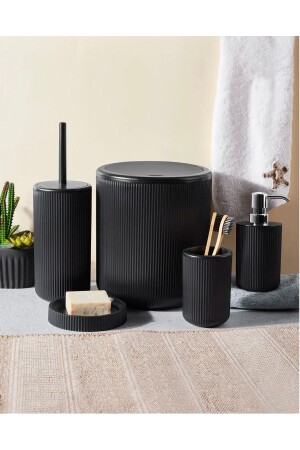 MNZ-بلاستيكي 5 قطع حمام مجموعة أسود linkabanyo - LinkaHome