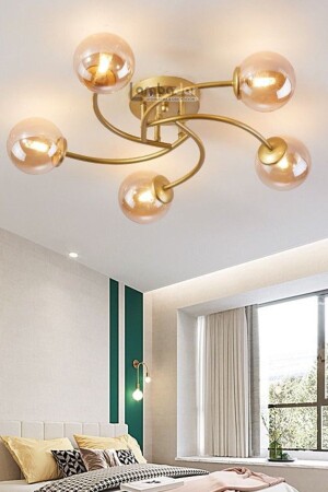 طراز منخفضة من نوع MNZ طلاء 5 ذهبية عصرية شمعة زجاج العسل LMBDR35093 - Lambadar