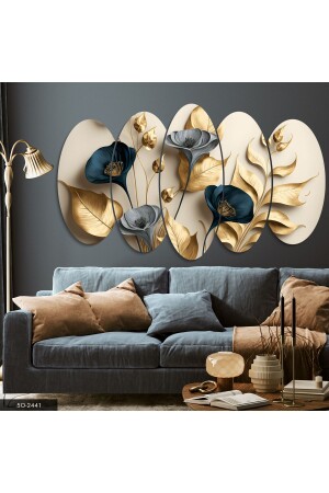 الزهور والأزرق النيقة من MNZ والفروع 5 قطع طلاء MDF - Evinemoda