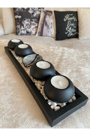 MNZ- مجموعة من 5 ألوحة خرسانية حاملات شمعة مزخرفة حاملة شمعة هدية عنصر حاملة شمعة مشعة - Morvilla