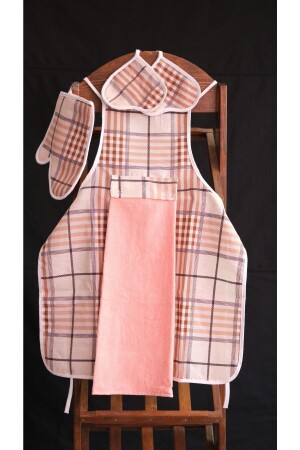 مجموعة من المجلدات المطبخية من طراز MNZ مع منشفة 5 قطع مقاومة للصقوق - Nur Tekstil