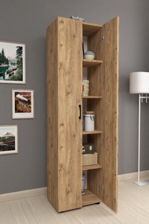 خزانة مطبخ متعددة الأغراض من طراز MNZ مع 5 رفات وبوابتين خزانة الحمام خزانة متعددة الأغراض من نوع Pine Bfg-5Shelves-Folder - Bofigo